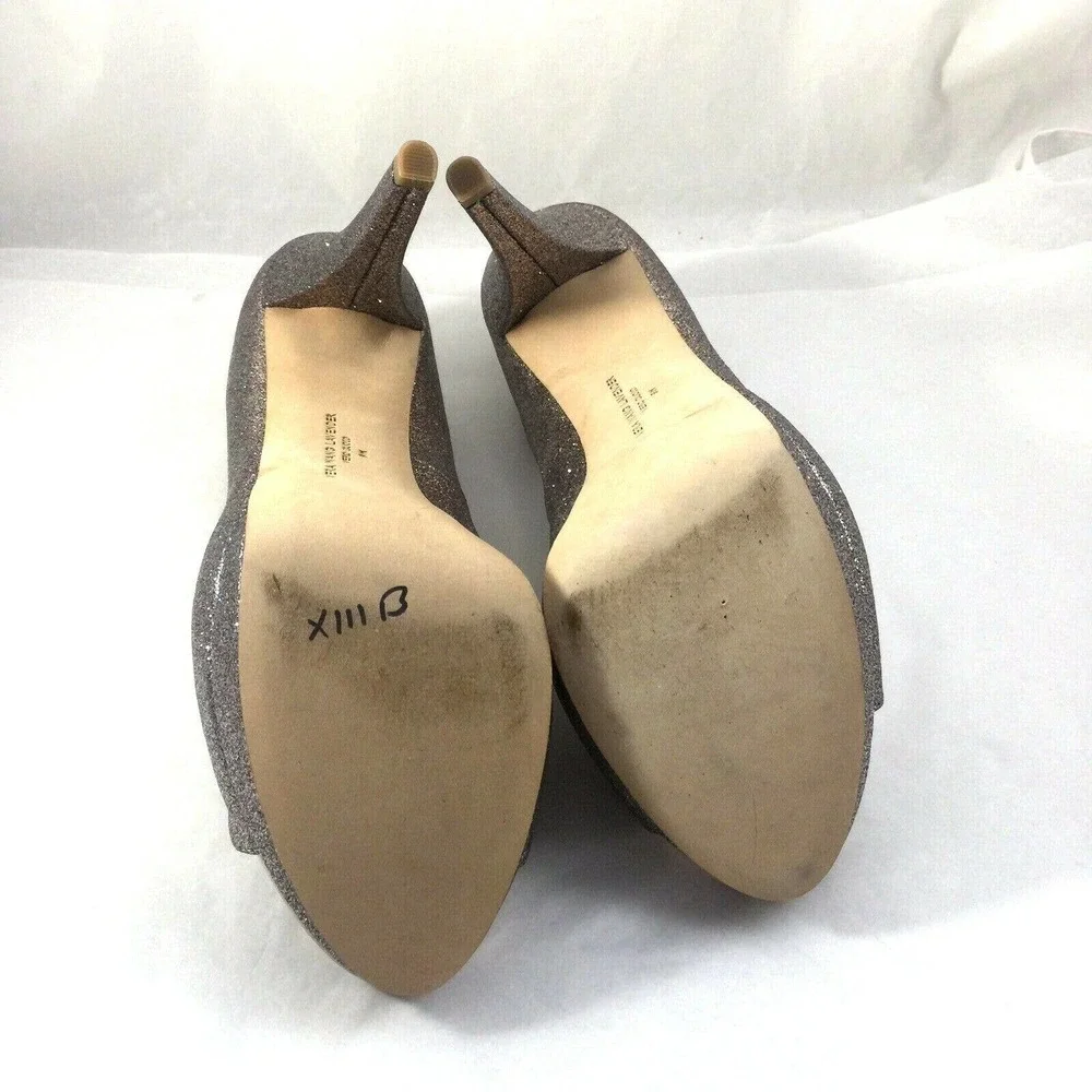Vera Wang Lavender Label Selima Platform Pump Multi Glitter 9 Peep Toe O…
